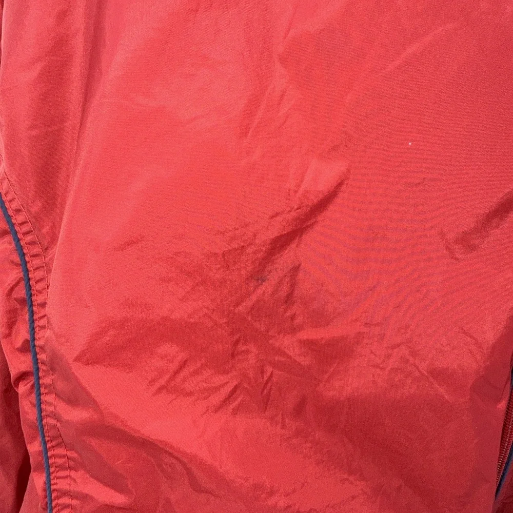 Vintage Wilson Men's Long Sleeve  Red Zip Up Windbreaker‎ w/Navy Piping - Sz L